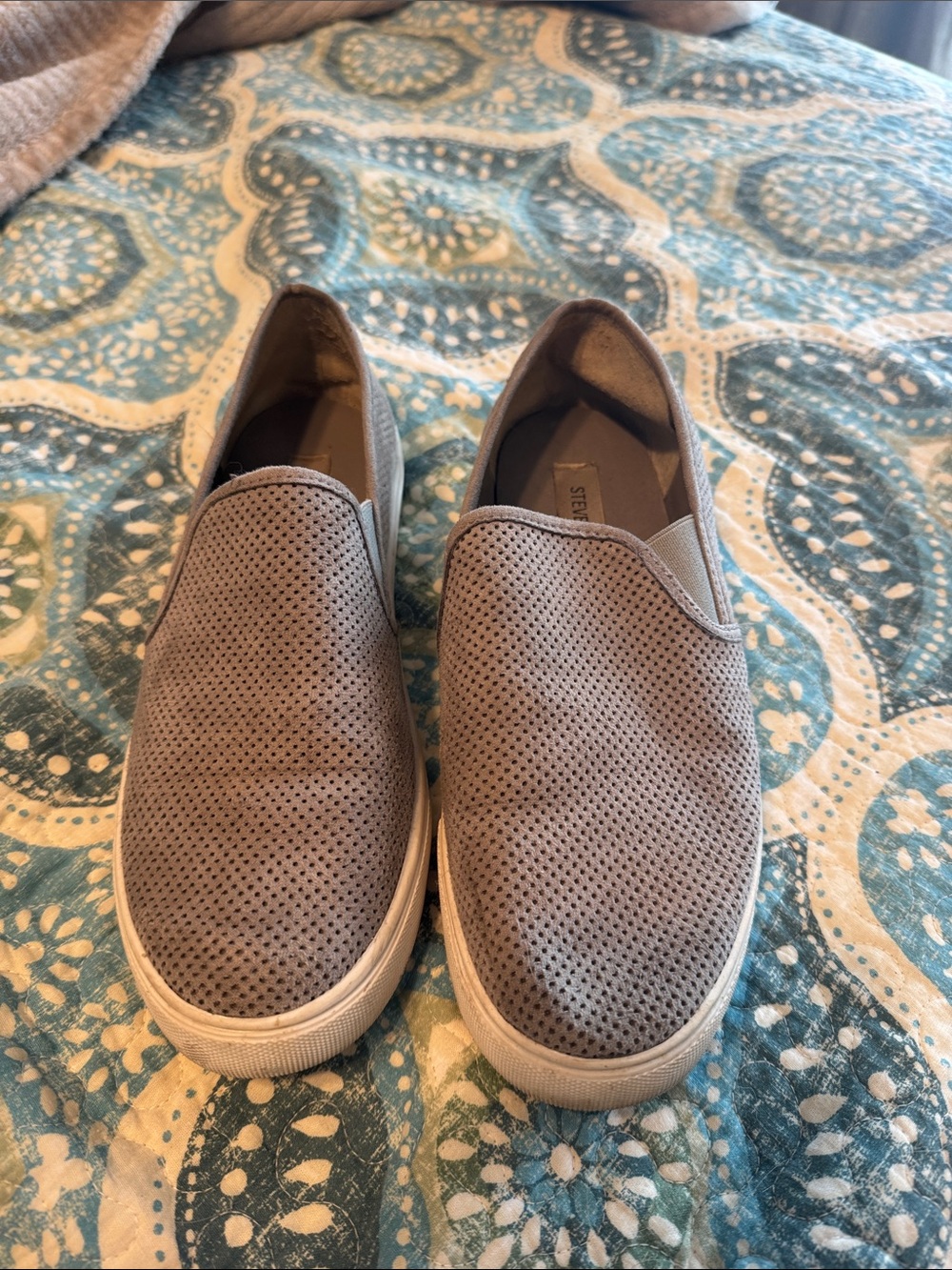 Steve Madden Gray Perforated Slip-On Loafers